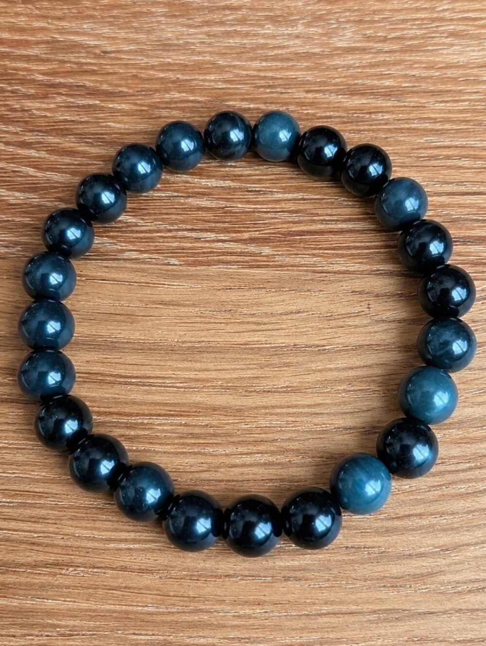 Silver Sheen Obsidian Beads Bracelet, Stretch, Hand Crafted
